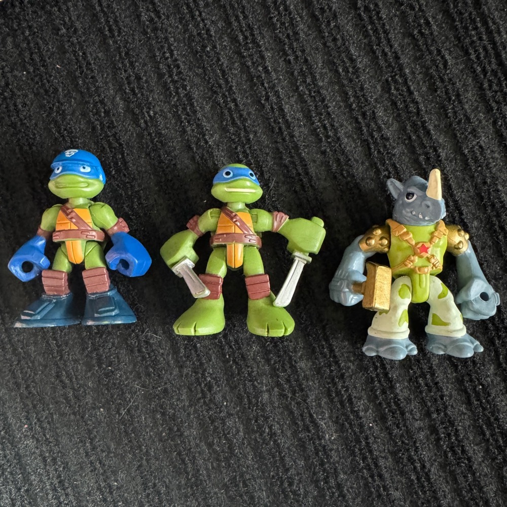 Playmates TMNT Half-Shell Heroes Leonardo‎ Rocksteady Action Figure Lot 2014